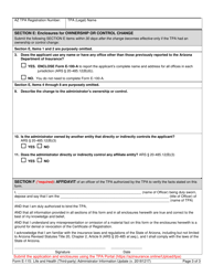 Form E-115 Life and Health (Third-Party) Administrator Information Update - Arizona, Page 3