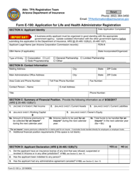 Form E-100 Application for Life and Health Administrator Registration - Arizona, Page 2