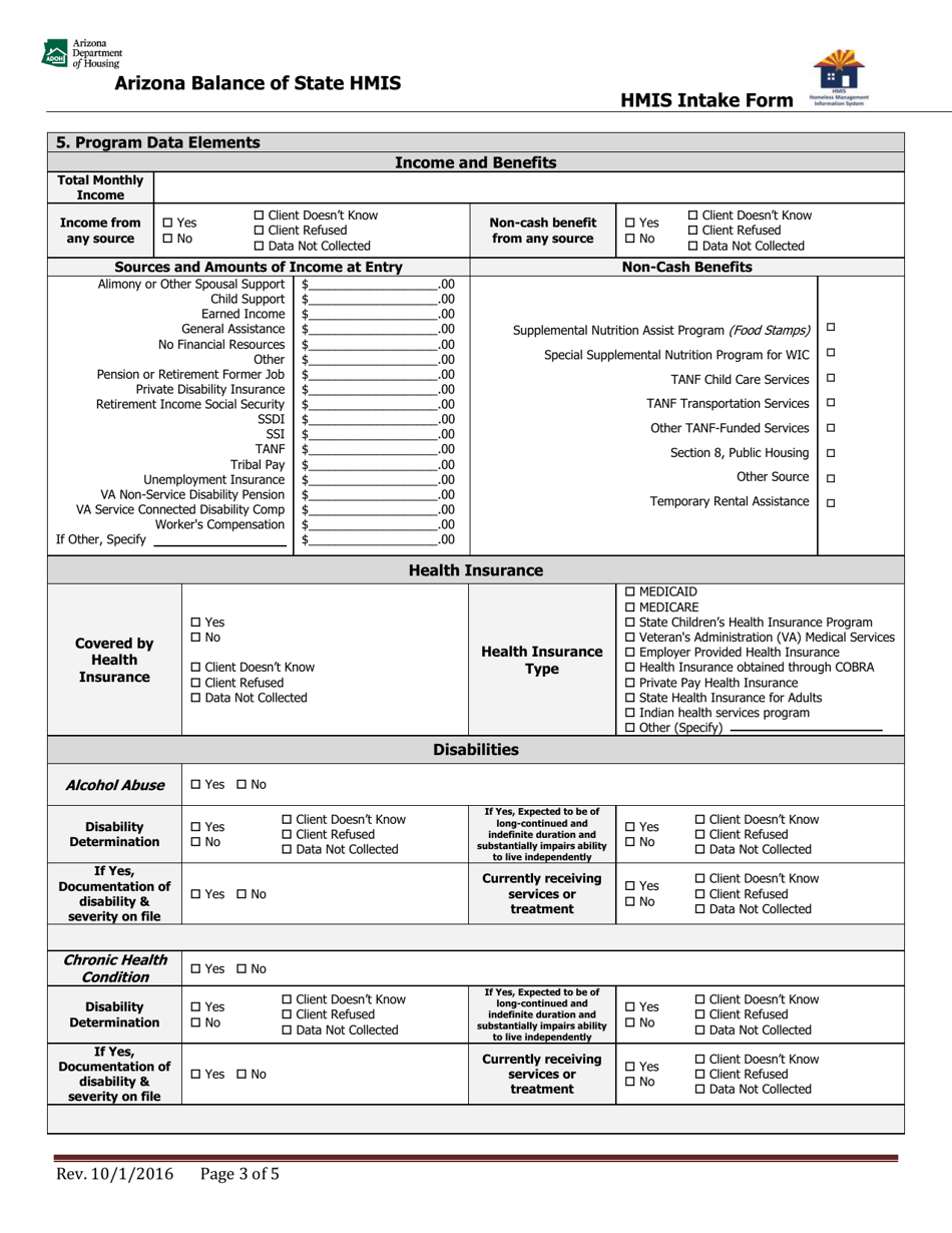 Attachment 0A Hmis Intake Form - Arizona, Page 3