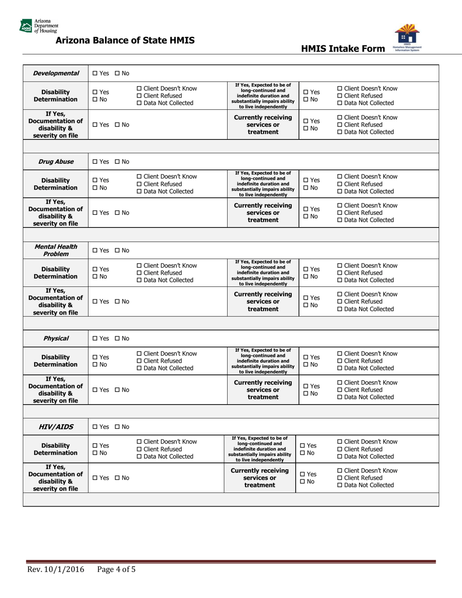 Attachment 0A Hmis Intake Form - Arizona, Page 4