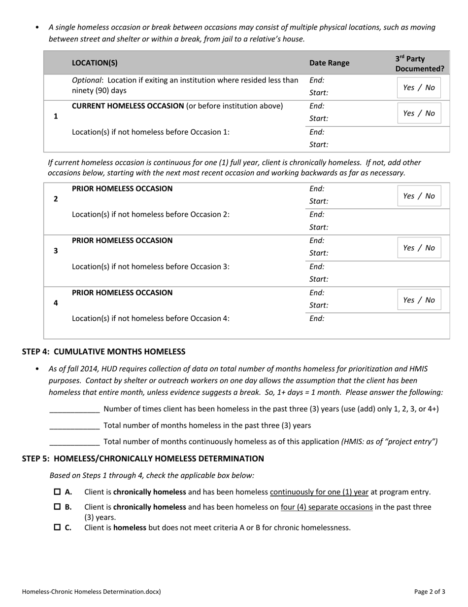 Attachment 28 Homeless / Chronic Homeless Determination - Arizona, Page 2