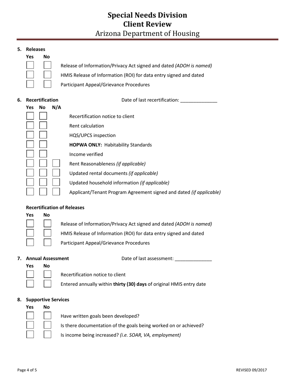 Attachment 25B Monitoring Tool for Combined Contracts Client Review - Arizona, Page 4
