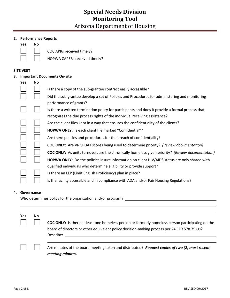 Attachment 25A Monitoring Tool for Combined Contracts - Arizona, Page 2