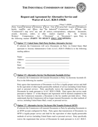 Request and Agreement for Alternative Service and Waiver of a.a.c. R20-5-158(B) - Arizona