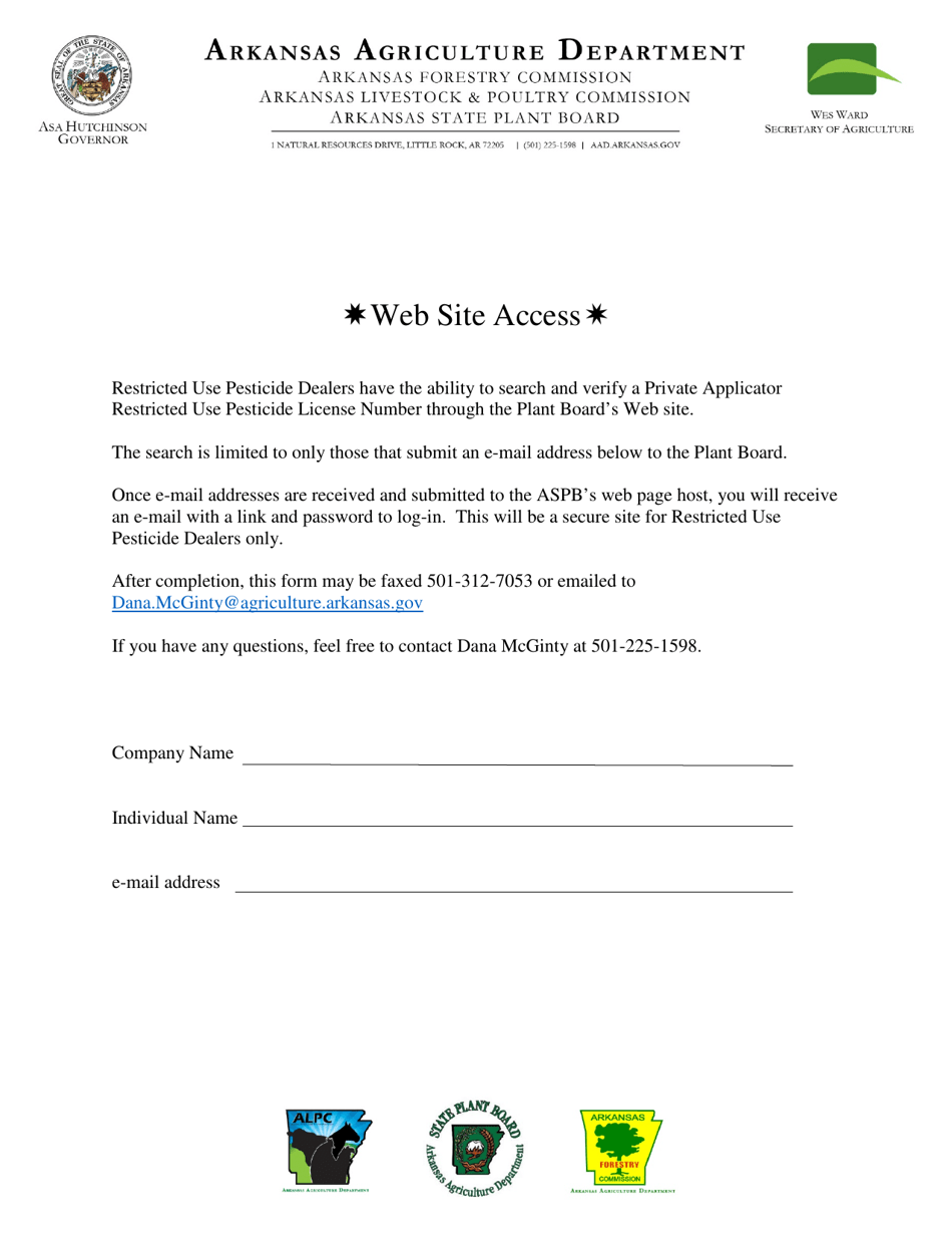 Arkansas Dealer site Access for Private Applicator License Lookup