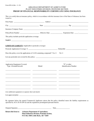Form DP-44 &quot;Proof of Financial Responsibility Certificate Using Insurance&quot; - Arkansas