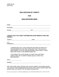 Form DV-88 &quot;Declaration of Variety for Non-certified Seed&quot; - Arkansas