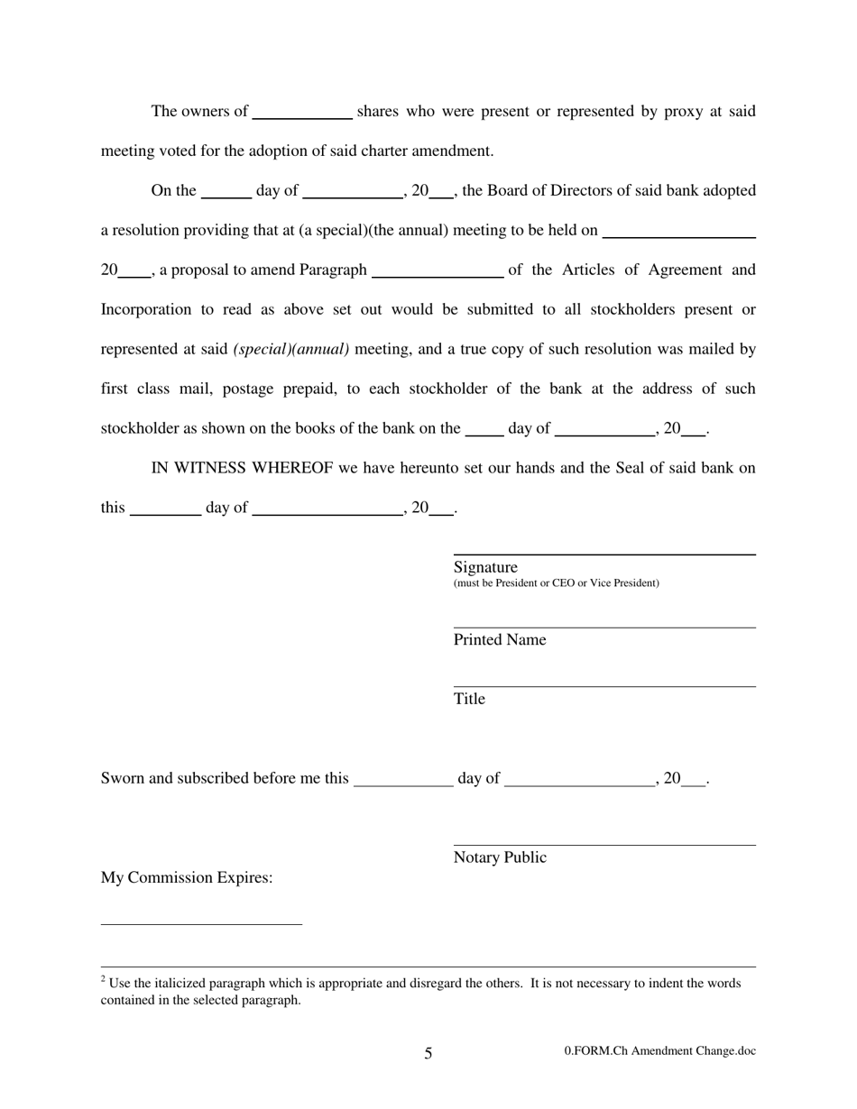 Change Main Office Location, Number of Directors, or Name of Bank - Arkansas, Page 5