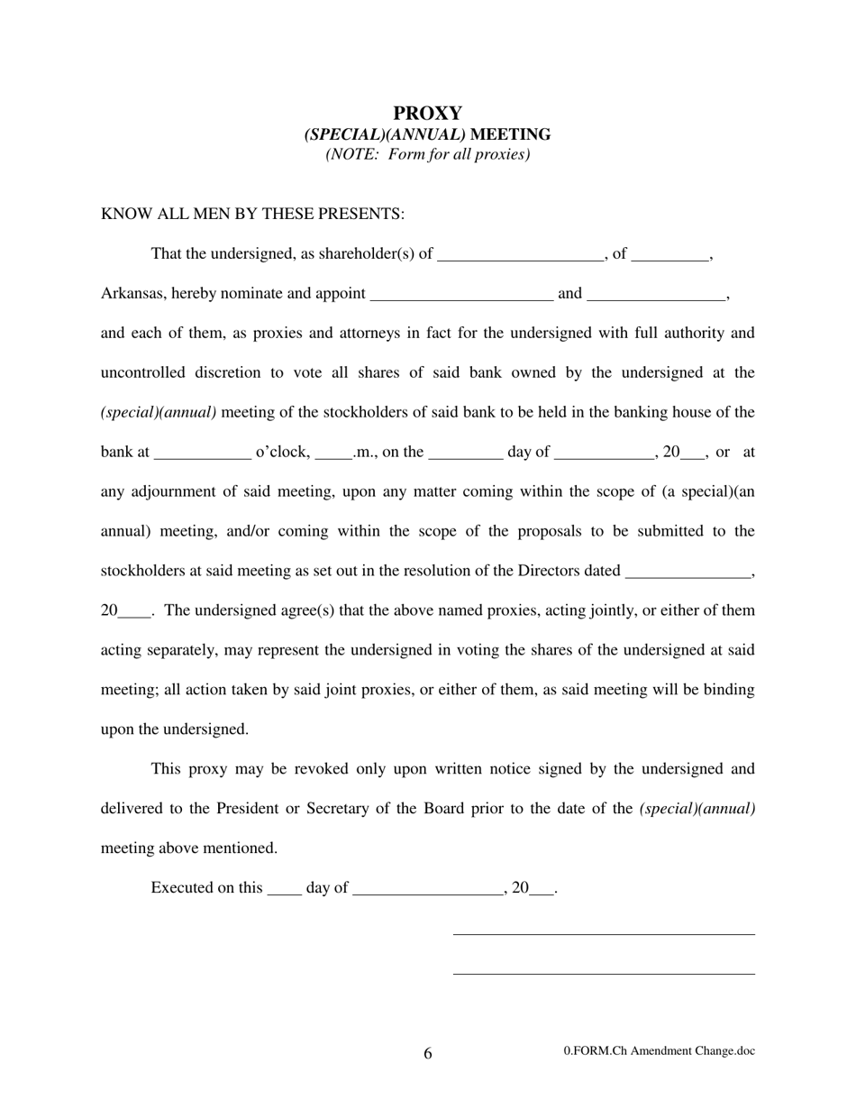 Change Main Office Location, Number of Directors, or Name of Bank - Arkansas, Page 6