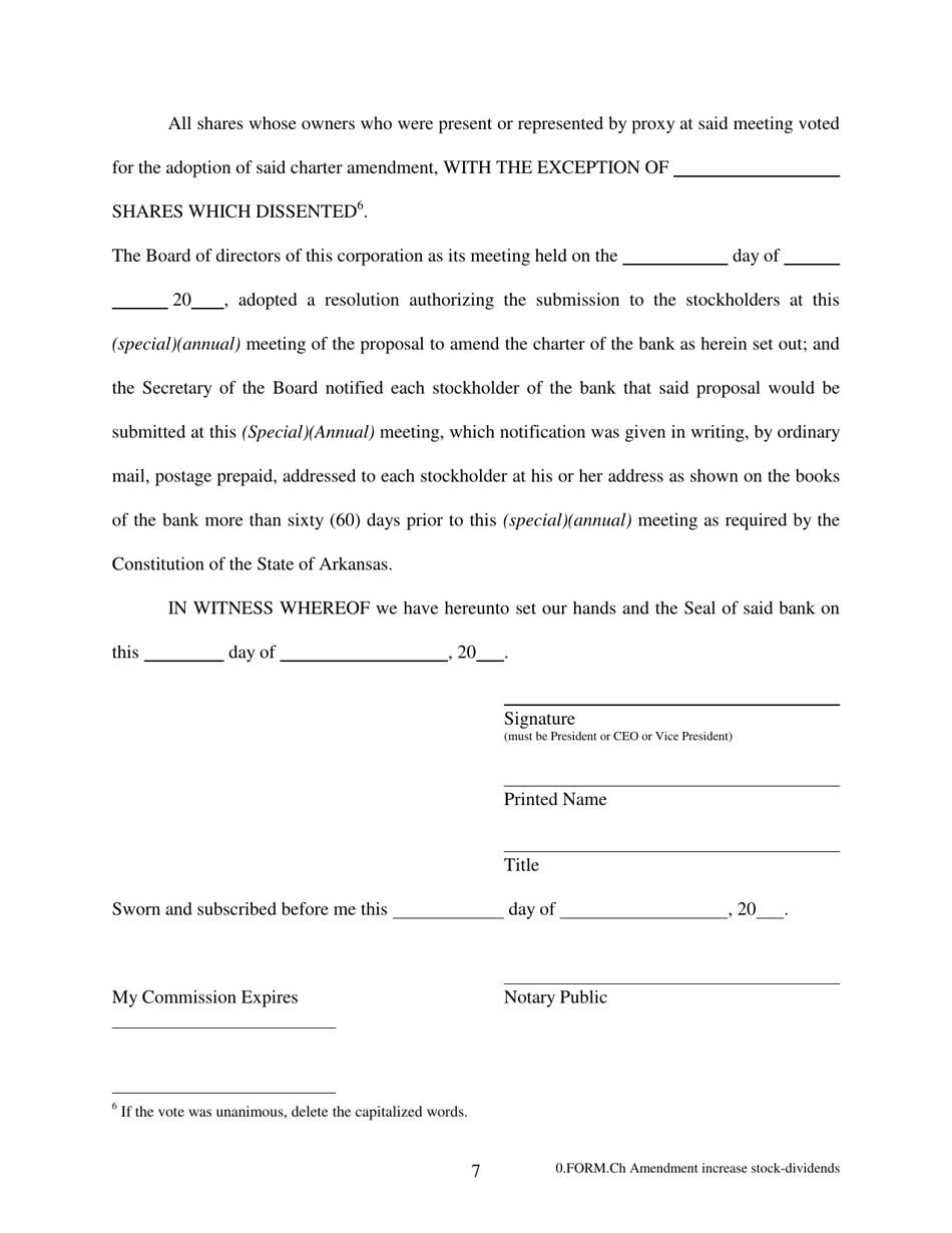 Increase / Decrease Stock - Stock Dividends - Arkansas, Page 7