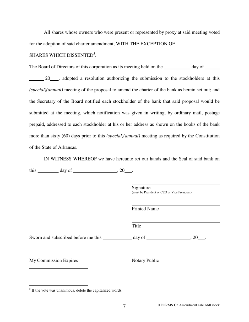 Sale of Additional Stock - Arkansas, Page 7