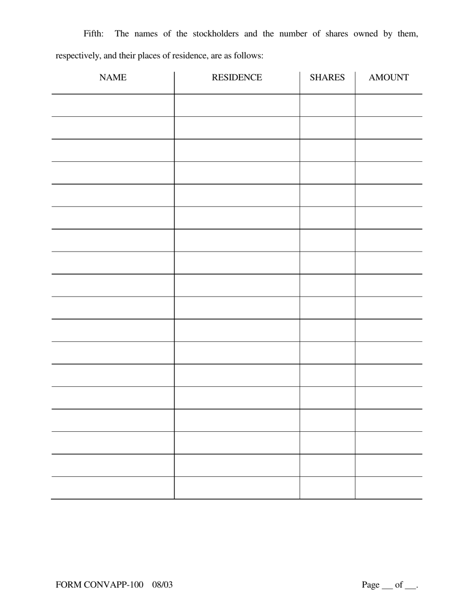 Form CONVAPP-100 Application for Conversion to a State Charted Bank - Arkansas, Page 11