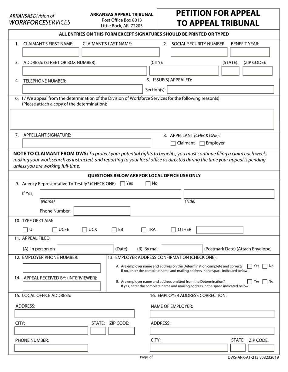 Form DWS-ARK-AT-213 Download Fillable PDF or Fill Online Petition for ...