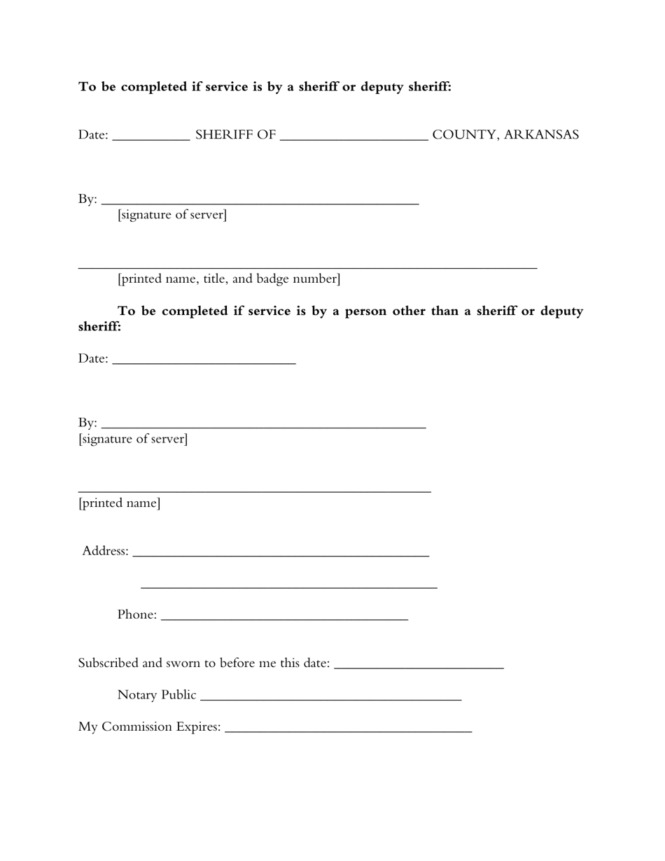 Form of Summons - Arkansas, Page 6