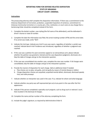 Document preview: Instructions for Reporting Form for Defense-Related Disposition - Arkansas