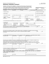 Document preview: Form ABC-208-A Individual Personal Affidavit - California