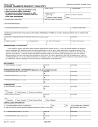 Document preview: Form ABC-211-A License Transfer Request ("sign off") - California
