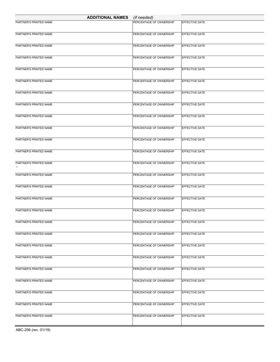 Form ABC-256 Limited Partnership Questionnaire - California, Page 2
