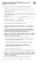 Form DBO-3 &quot;Confidential Resume Submitted to the Commissioner of Business Oversight, State of California&quot; - California
