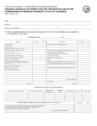Form DBO-2 &quot;Personal Financial Statement for the Confidential Use of the Commissioner of Business Oversight, State of California&quot; - California
