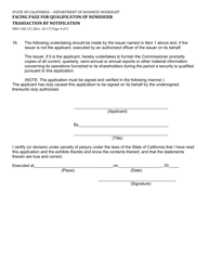 Form DBO-260.131 Facing Page for Qualificaton of Nonissuer Transaction by Notification - California, Page 4