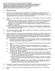 Form DBO-260.105.33/34 Notice to California Commissioner of Business Oversight of Transaction Under Rule 260.105.33 and/or Rule 260.105.34 Under the Corporate Securities Law of 1968 - California, Page 2