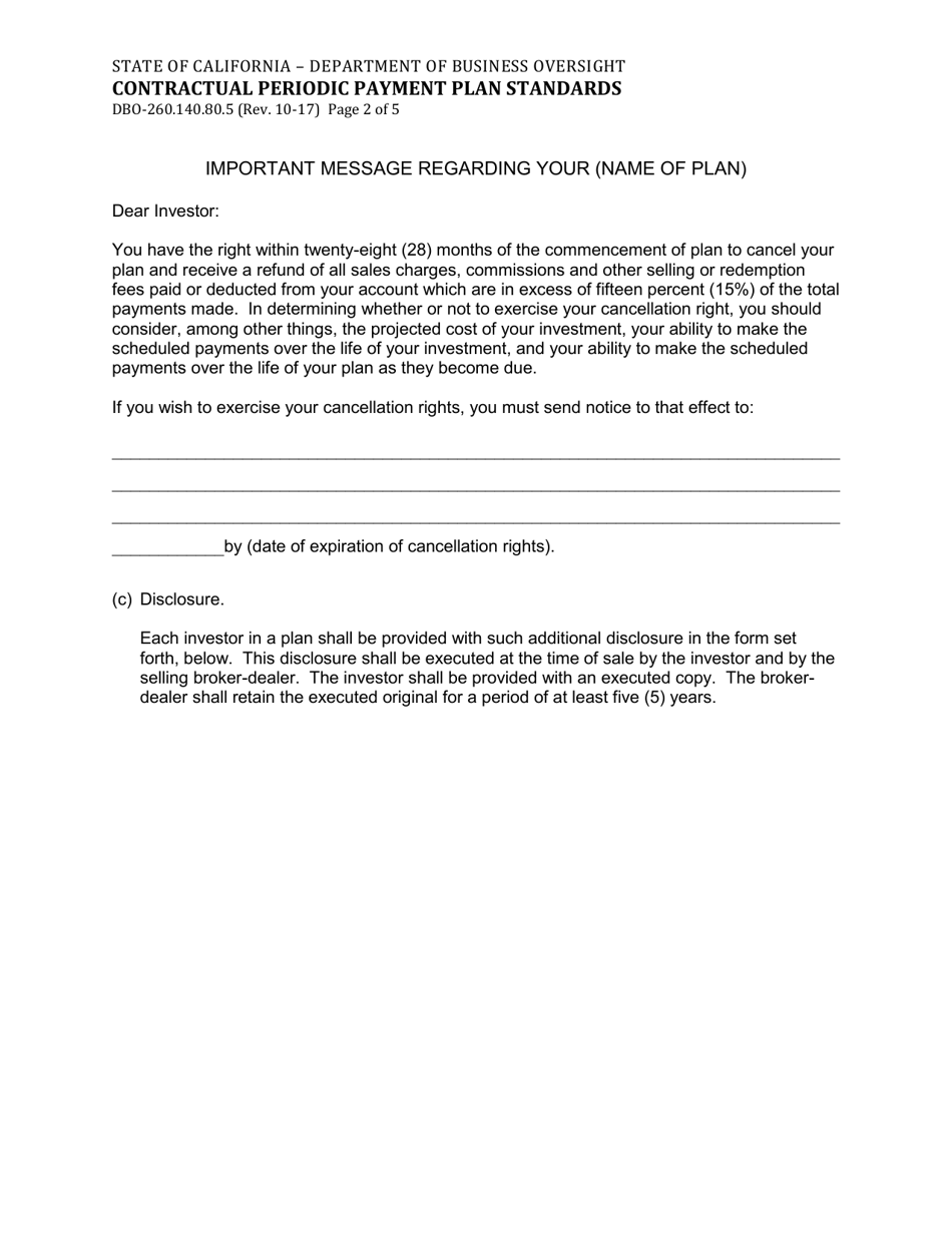 Form DBO-260.140.80.5 Contractual Periodic Payment Plan Standards - California, Page 2