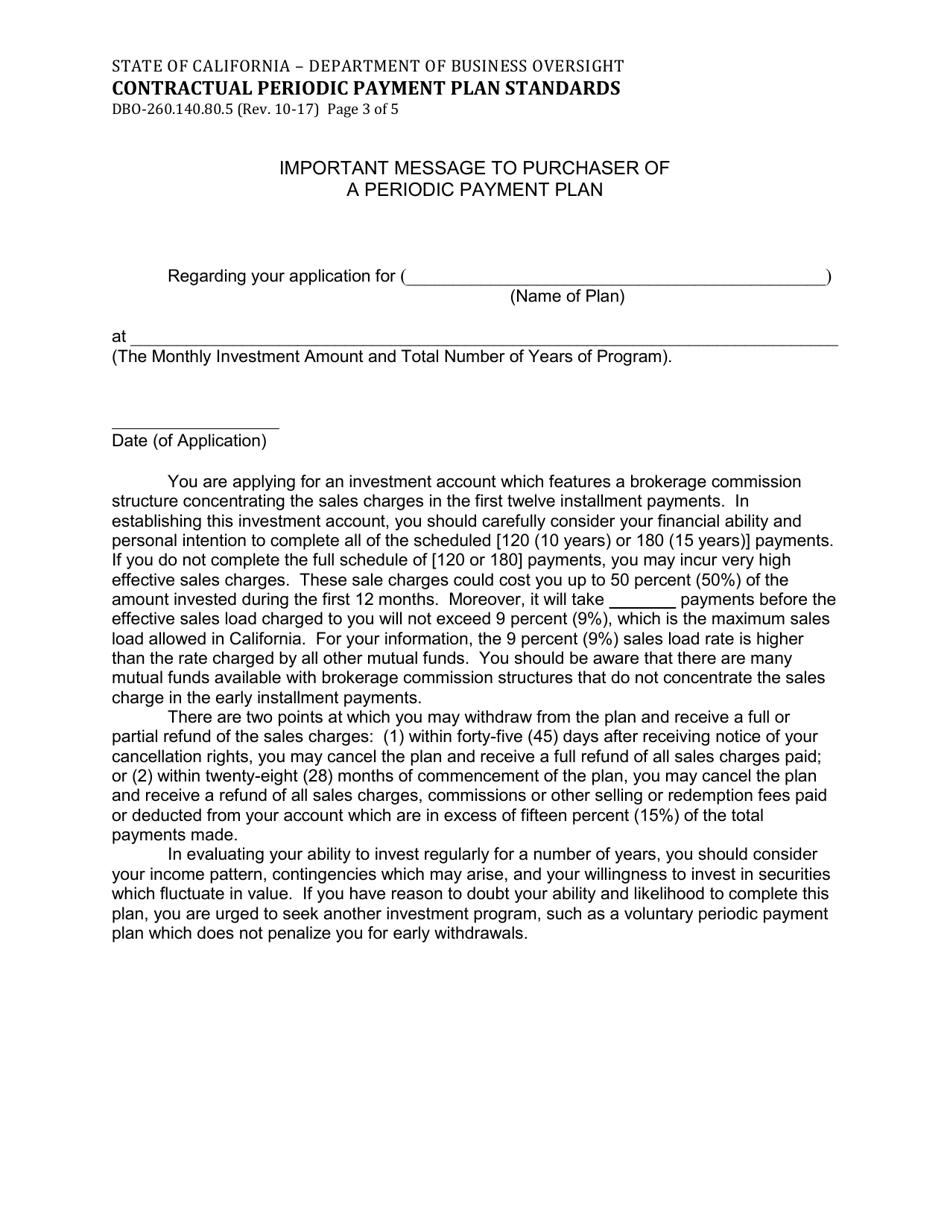 Form DBO-260.140.80.5 Contractual Periodic Payment Plan Standards - California, Page 3