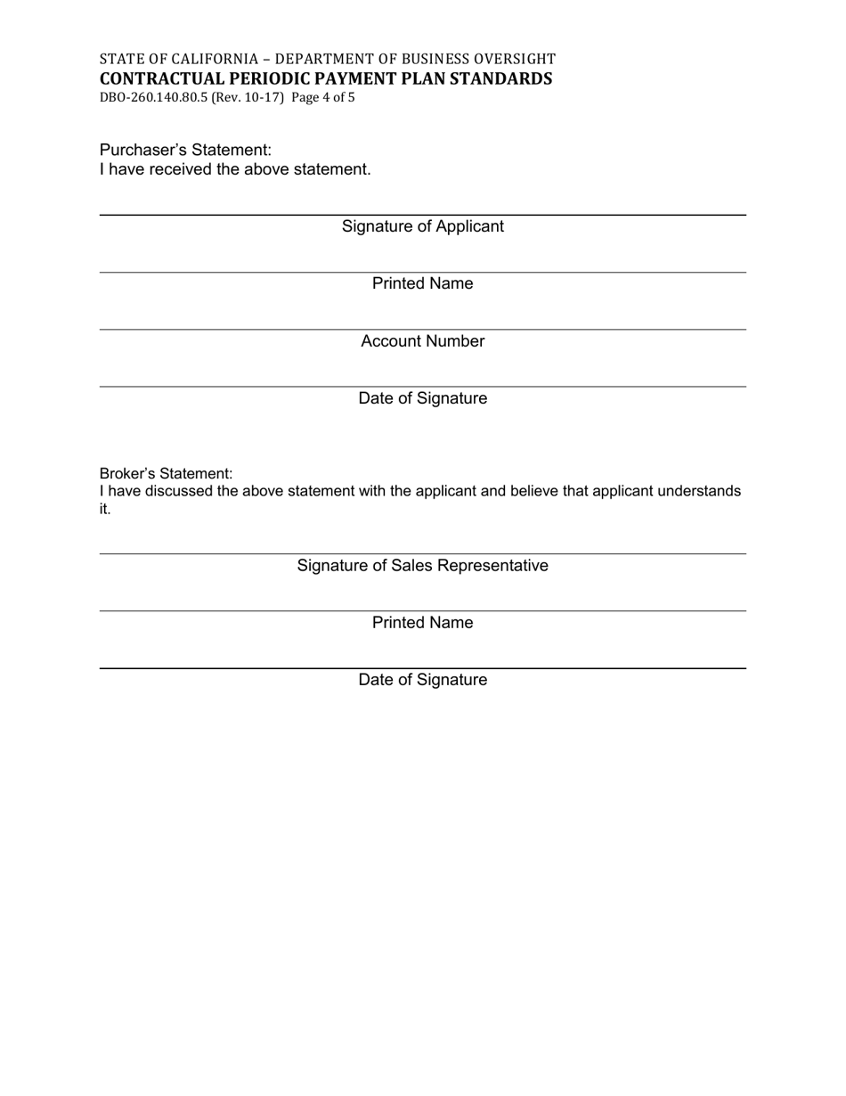 Form DBO-260.140.80.5 Contractual Periodic Payment Plan Standards - California, Page 4