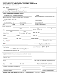 Form DBO-BDIA8018 Request for Live Scan Service - Applicant Submission - California, Page 2