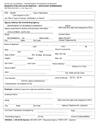 Form DBO-BDIA8018 Request for Live Scan Service - Applicant Submission - California, Page 3