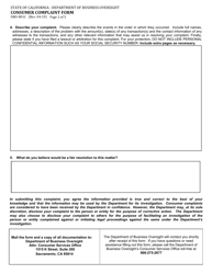 Form DBO-801C Consumer Complaint Form - Property Assessed Clean Energy (Pace) - California, Page 2
