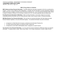 Form DBO-801C Consumer Complaint Form - Property Assessed Clean Energy (Pace) - California, Page 5