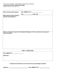 Form DBO-EEO139 Language Access Complaint Form - California, Page 2