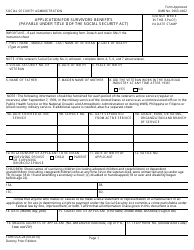 Document preview: Form SSA-24 Application for Survivors Benefits