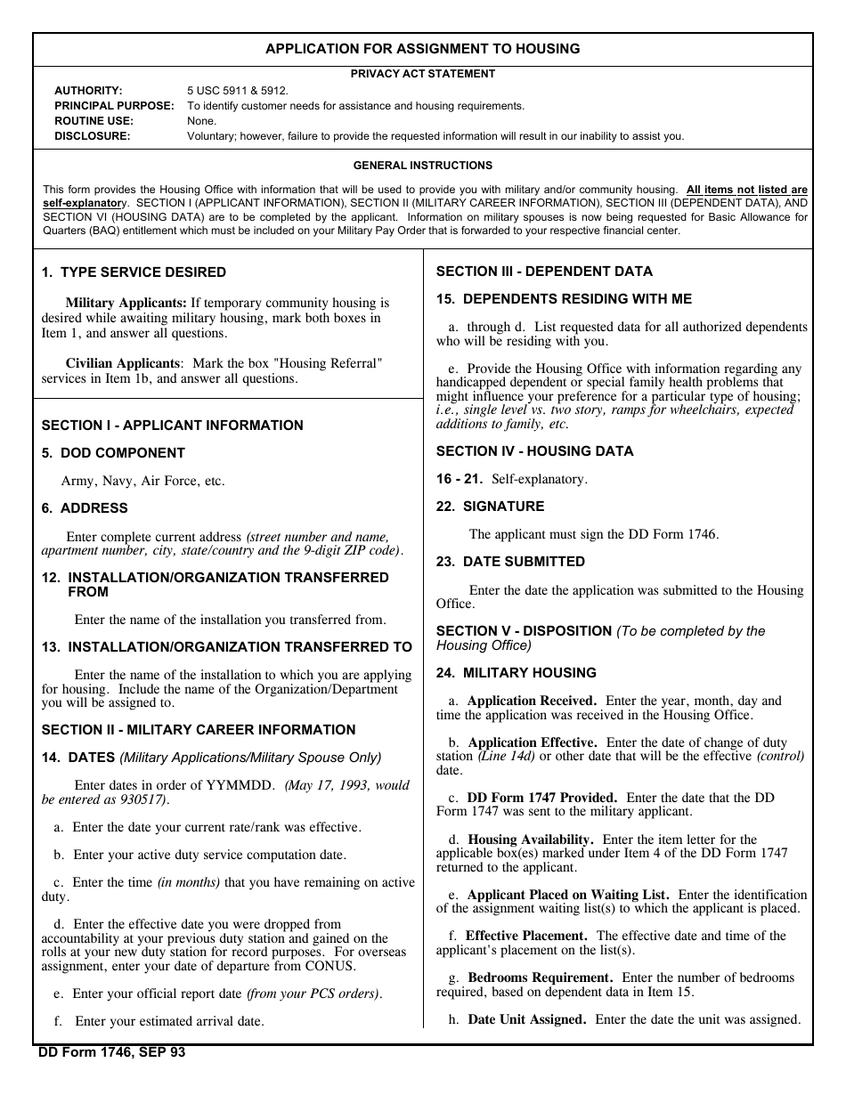 Dd Form 1746 Fill Out Sign Online And Download Fillable Pdf