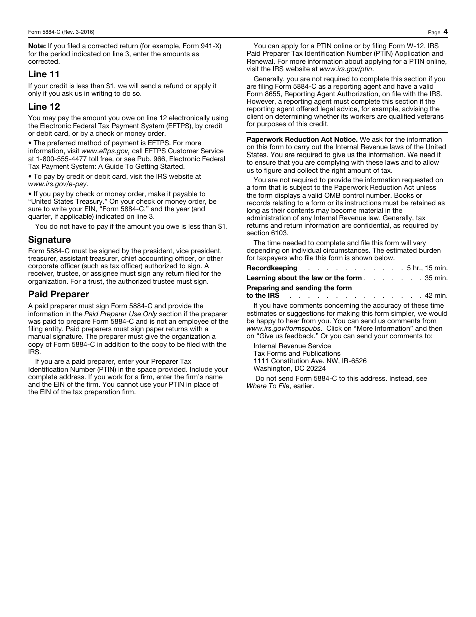 IRS Form 5884-C - Fill Out, Sign Online and Download Fillable PDF ...