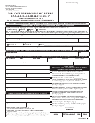 Document preview: Form DR2539A Duplicate Title Request and Receipt - Colorado