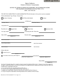 DWC-AD Form 10133.35 Notice of Offer of Regular, Modified, or Alternative Work for Injuries Occurring on or After 1/1/13 - California