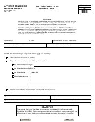 Document preview: Form JD-FM-178 Affidavit Concerning Military Service - Connecticut