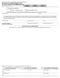 Form STD.278 &quot;Superior Accomplishment Gift or Cash Award Recommendation&quot; - California