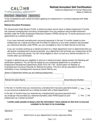 Form CALHR715 Retired Annuitant Self Certification - California