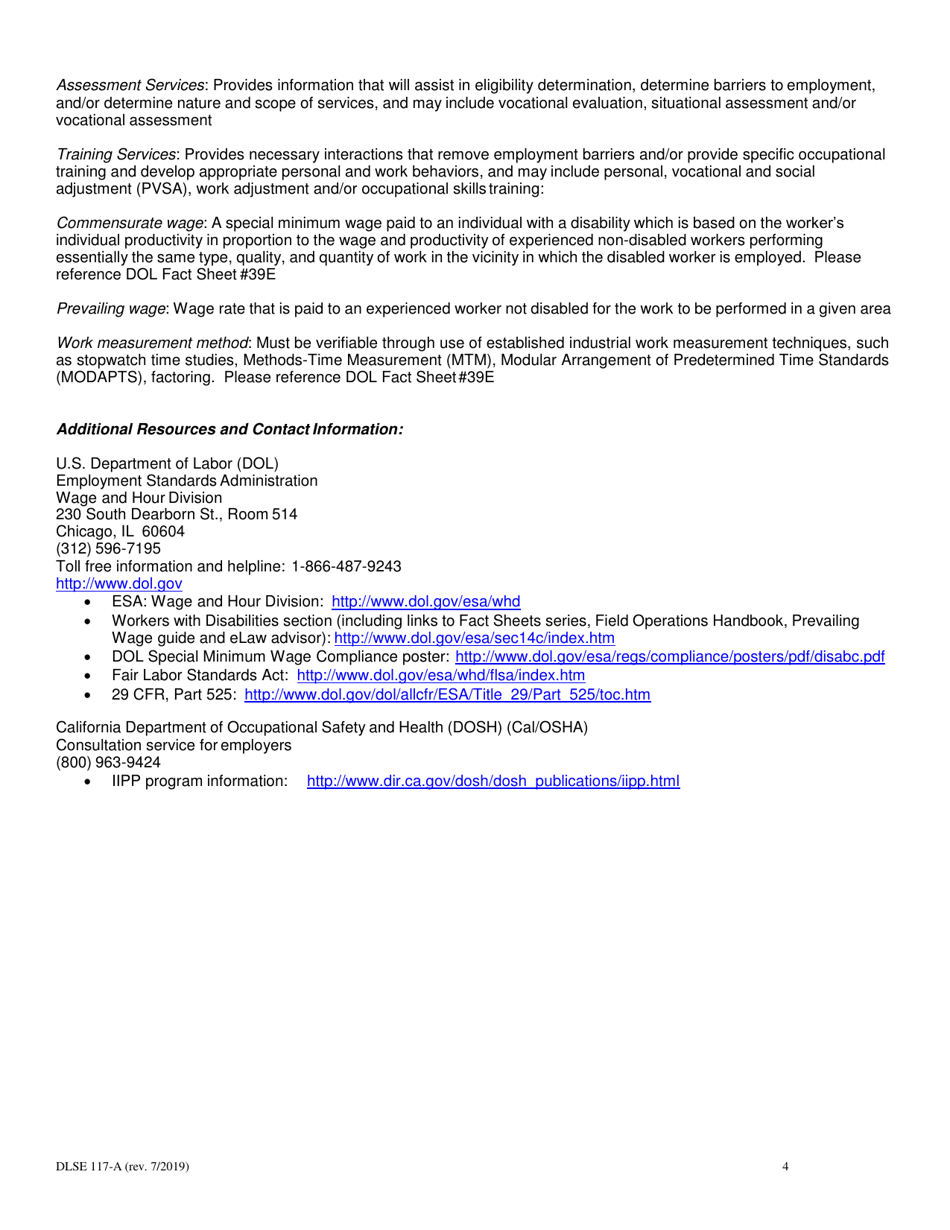 Instructions for Form DLSE117, DLSE106 - California, Page 4