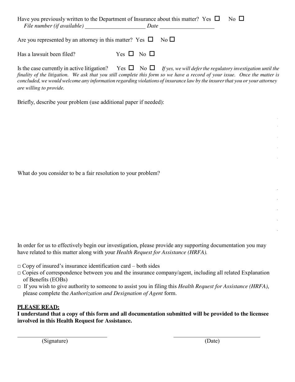 Form CSD-002-HRFA Health Request for Assistance (Hrfa) - California, Page 2