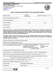 Form CSD-004 &quot;Health Care Provider Request for Assistance (Hprfa)&quot; - California