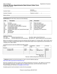 Form LIC DE2 &quot;License Bureau Appointments Data Extract Order Form&quot; - California