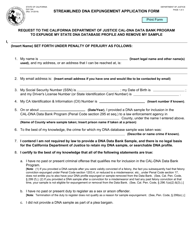 Form DLE244 Streamlined Dna Expungement Application Form - California