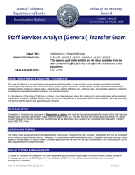 Form JUS8777 Request for Transfer Exam Staff Services Analyst (General) - California