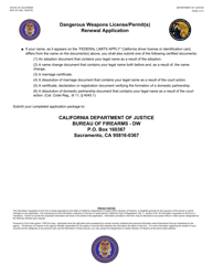 Form BOF031 Dangerous Weapons License/Permit(S) Renewal Application - California, Page 3