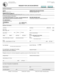 Form BOF8016ARR Request for Live Scan Service - California